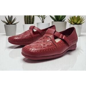 Mushrooms Leather Vintage Red Flat Mary Jane Comfort Shoes Women’s Size 6.5